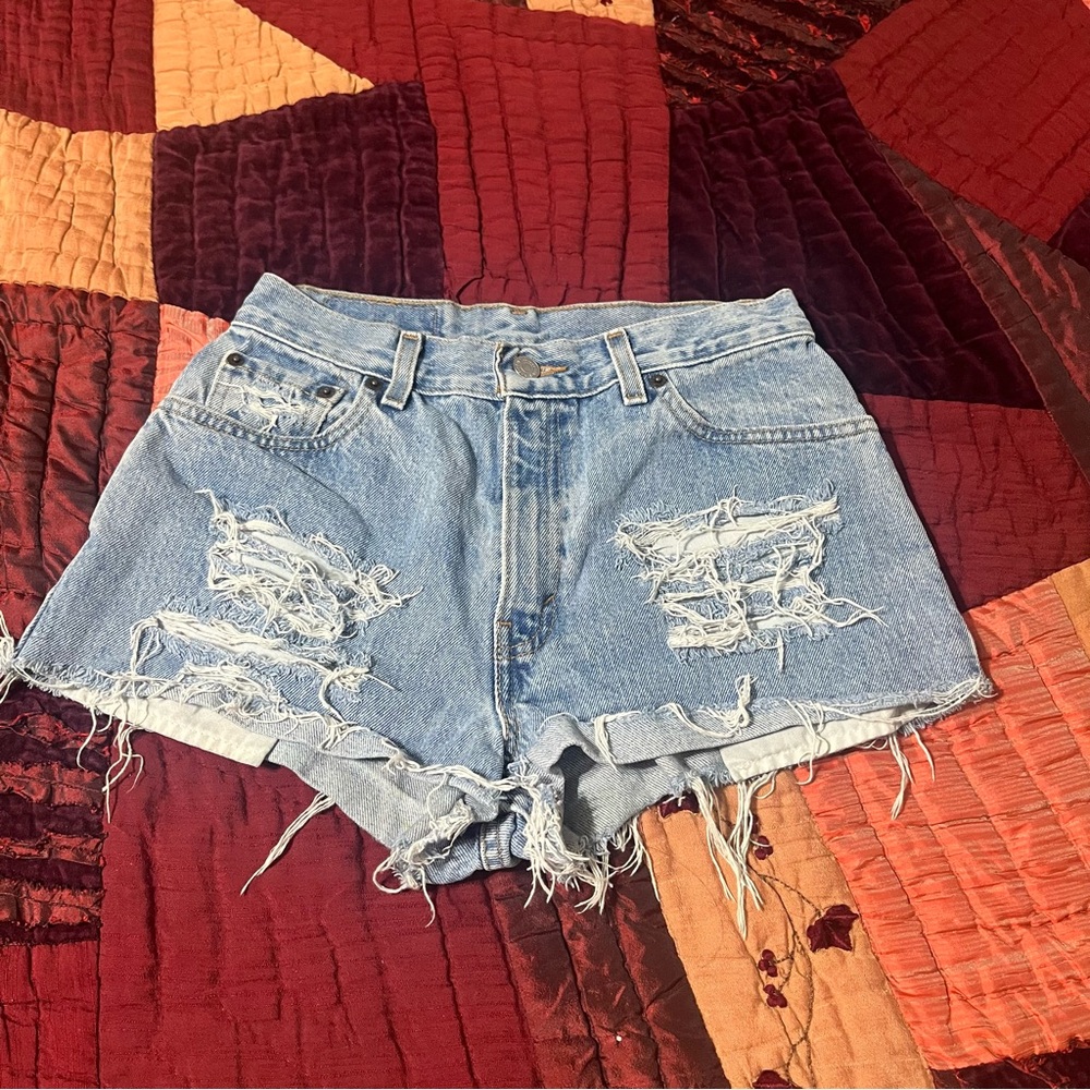 Levi's Light Blue Distressed Jean Shorts in a Good Condition!